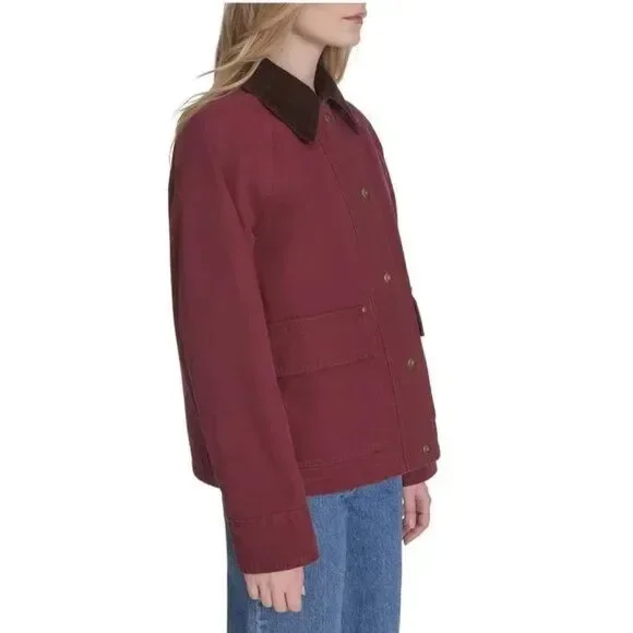 Levis Chore Jacket Womens Medium Red Canvas Lightweight Utility Barn Jacket - Picture 4 of 7